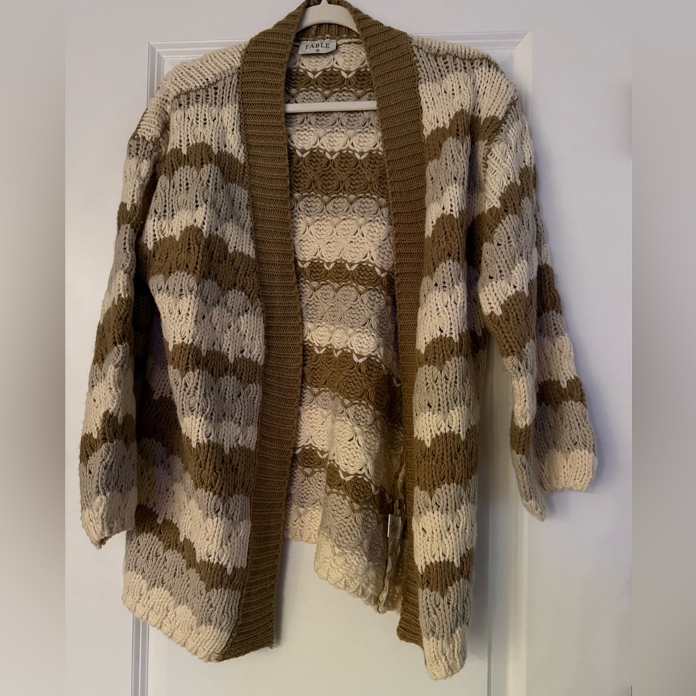 Striped Knit Cardigan Sweater